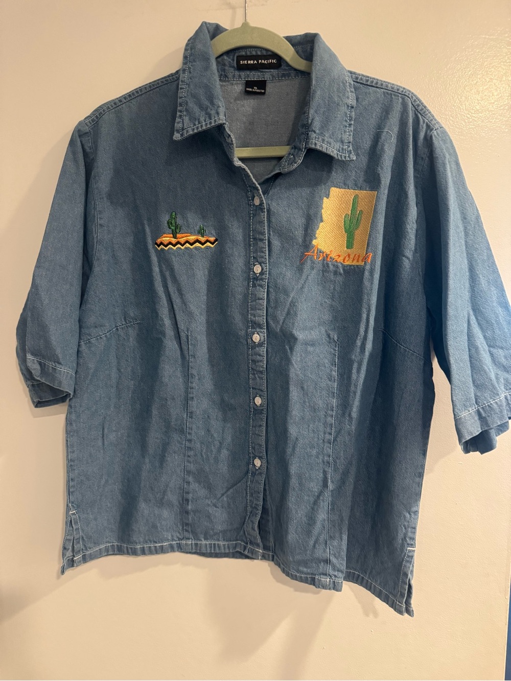 Sierra Pacific Embroidered Arizona Denim Shirt Light Blue XL Vintage Western